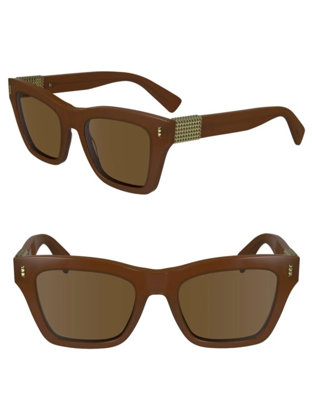 Lanvin LNV668S 235 Women's 51mm Square Cat Eye Sunglasses Opaline Brown - Italy